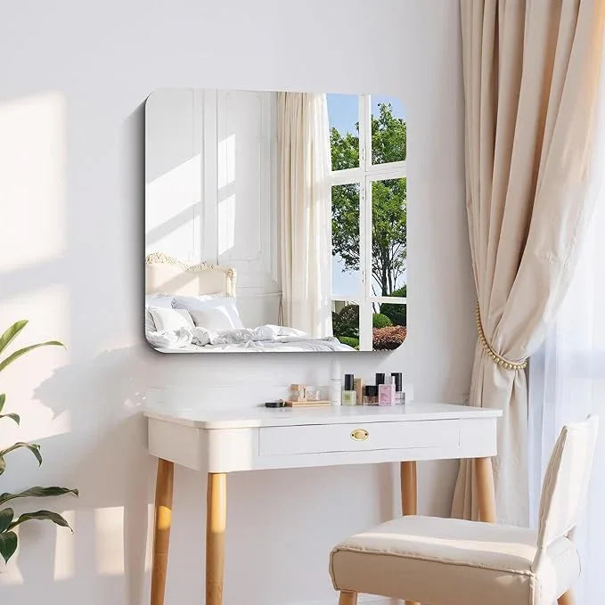 CILIBER Frameless Wall Mirror, 30" x 30" Square Bathroom Mirror Rounded Corner, HD Shatterproof Vanity Mirror with Polished Edge for Over Sink, Bedroom, Entryway, Vertical or Horizontal - ModernBath
