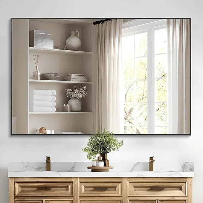 COFENY Black Bathroom Mirror for Wall, 30x48 Inch Rectangle Mirrors with Metal Frame, Modern Vanity Wall Mirror Decor for Bathroom Living Room, Entryway Hangs Horizontal or Vertical - ModernBath