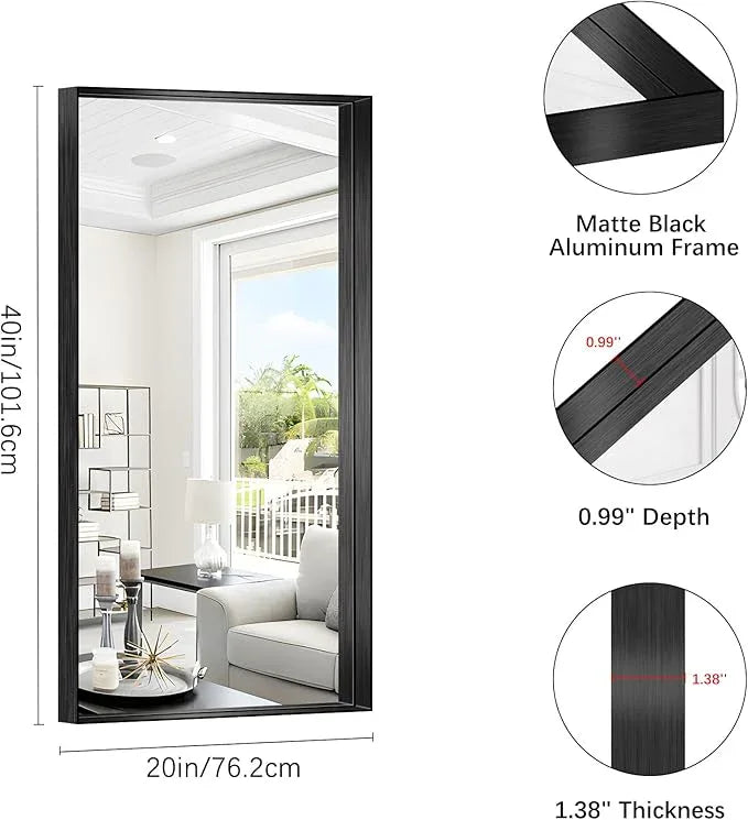 NIMURY Black Bathroom Mirror, 40x20 Inch Rectangular Framed Mirror, Large Wall Mounted Bathroom Vanity Mirror Over Sink for Bedroom,Restroom, Living Room, Hangs Vertically or Horizontally - ModernBath
