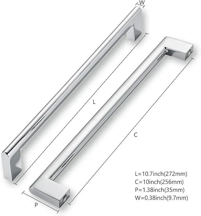 khtumeware 10 Inch Hole Center 2 Pack Polished Chrome Cabinet Pulls Heavy Duty Solid Kitchen Drawer Handle, Hardware for Bathroom, Drawer, Cabinet, Door Cabinet - ModernBath