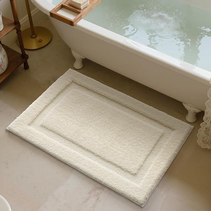 LUMI Ultra Soft Bathroom Rugs Non Slip with Rubber Backing, Absorbent Washable Bath Mat Quick Dry, Upgraded Premium Microfiber Plush Carpet for Bathtub and Shower Floor, Ivory White, 16x24 - ModernBath