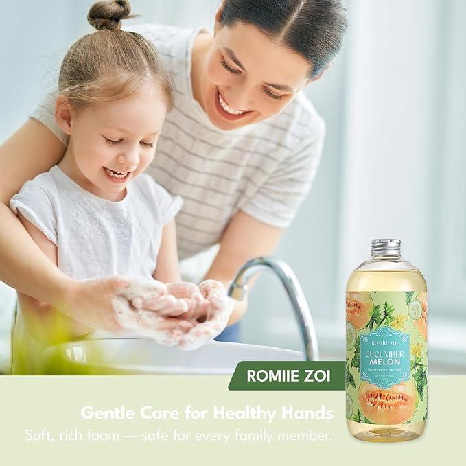 ROMIIE ZOI Liquid Hand Soap Refills Gift Set – Cucumber & Melon Scent – 3 x 26 Fl Oz Bottles – Plant-Based, Non-Toxic, Eco-Friendly & Moisturizing Formula – for Bathroom, Kitchen & Home Gifting - ModernBath