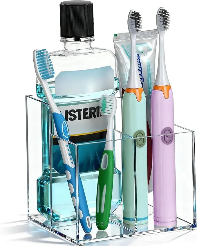 CWYEYE Toothbrush Holder, Clear Acrylic Toothbrush Holders for Bathrooms, Large Capacity Electric Toothbrush and Toothpaste Holder for Bathroom Countertop - ModernBath