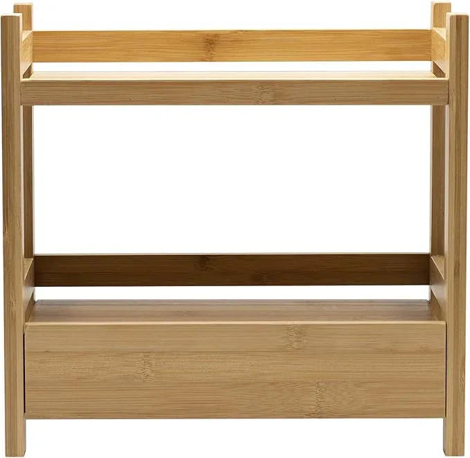 Sorbus Bamboo Bathroom Counter Organizer – 2-Tier Shelf with Hidden Drawer for Vanity, Matcha Station, Bathroom Sink Organizer Countertop, Kitchen & Office Storage (13″ L x 6.5″ W x 12.6″ H) - ModernBath