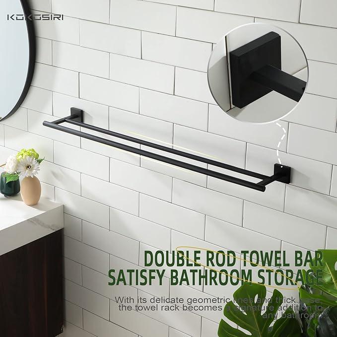 KOKOSIRI 36'' Towel Rails Bathroom Towel Bars Matte Black 36 Inch Bath Towel Holder for Washroom Kitchen Wall Stainless Steel B5005BK-L36 - ModernBath