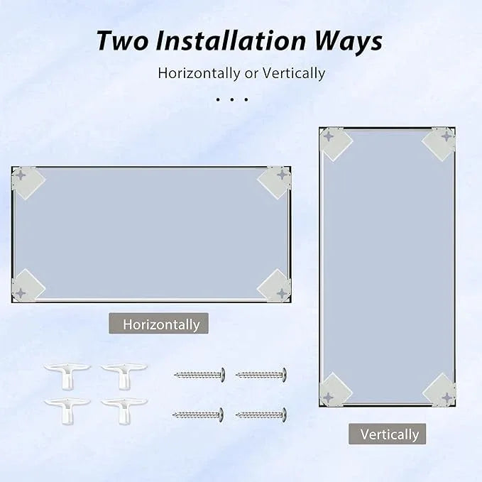 Bonverre 55x36 Inch Black Bathroom Mirror for Wall, Aluminum Frame Rectangle Rectangular Vanity Mirror, Modern Large for Bedroom, Living Room, Horizontal or Vertical - ModernBath