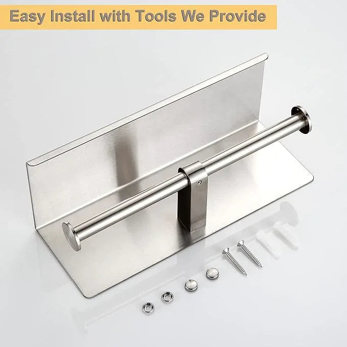 BGL Toilet Paper Holder with Shelf Brushed Nickel Double Head Toilet Tissue Roll Holder 304 Stainless Steel Wall Mount for Bathroom - ModernBath