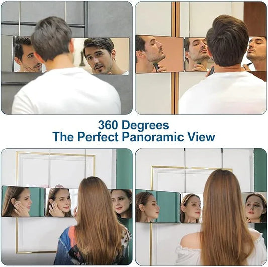 Wentoma 360° Viewing Mirror for Hair Cutting and Styling, Adjustable Height Mirror for Grooming, Makeup and Shaving, Clear HD Glass, Portable for Bathroom or Travel (Black) - ModernBath