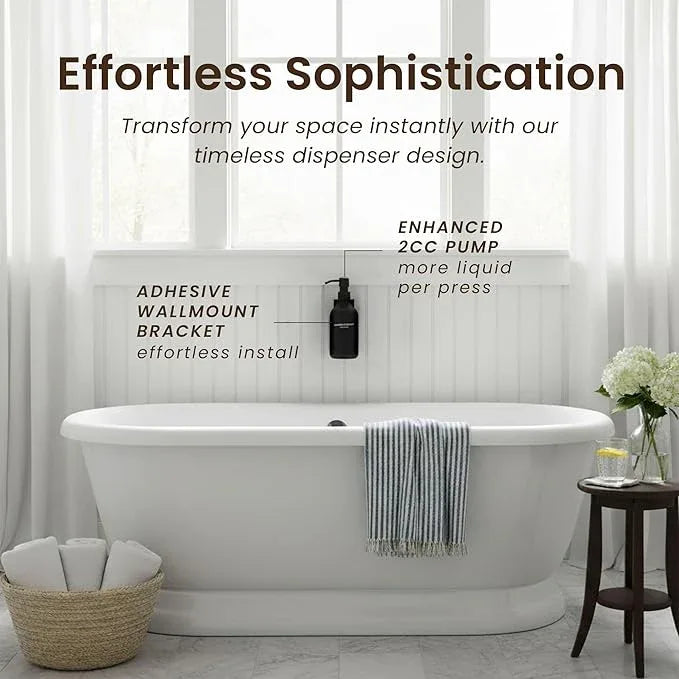 MaisoNovo Shampoo and Conditioner Dispenser - Shower Soap Dispenser Wall Mounted - 16.9 fl oz Set of 1 Black Plastic Bottles Black Pump - 1 Chamber No Drill - ModernBath