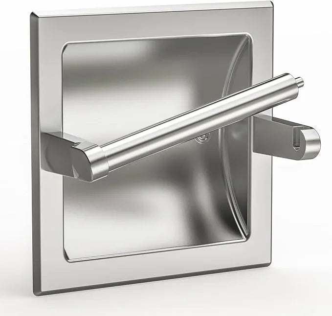 Brushed Nickel Recessed Toilet Paper Holder,Pivoting Toilet Tissue Holder,Made of SUS304 Stainless Steel, in Wall Toilet Paper Holder with Bracket - ModernBath