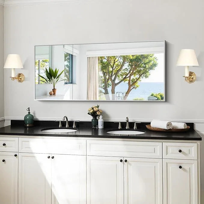 KOCUUY Silver Framed Mirror, 20"x48" Rectangle Bathroom Mirror for Wall, HD Tempered Glass, Anti-Rust Frame, Modern Design for Bathroom, Bedroom, Living Room, Entryway - ModernBath