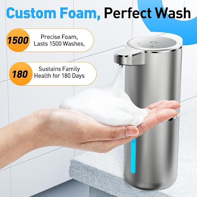 Fantictas Automatic Foaming Soap Dispenser Foaming Hand Sanitizer Touchless 1500mAh Soap Dispenser Rechargeable with Sensor for Bathroom Kitchen 13.5oz/380ml - ModernBath