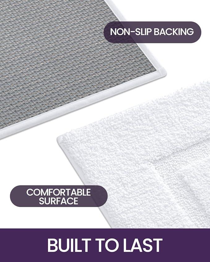 DEXI Bathroom Rugs Set 2 Piece 32x20, Washable Non Slip Bath Mat for Shower Floor, Absorbent Quick Dry Bathmat with Rubber Backing, Ultra Soft Plush Carpet for Tub, White - ModernBath