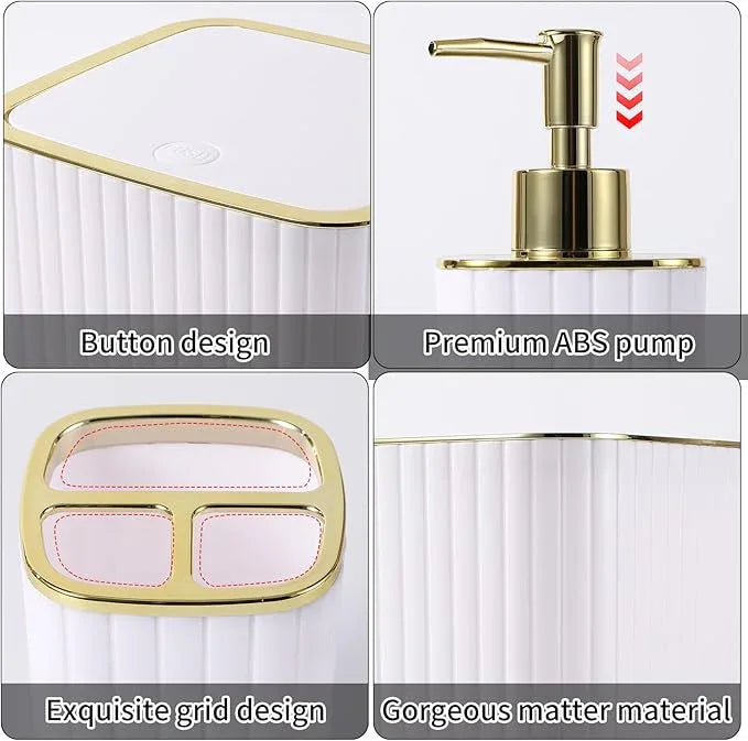 XLHOMO Bathroom Accessories Set- 25PC White Bathroom Set, Bathroom Set with Shower Curtain and Rugs, Pink Shower Curtain Set, Soap Dish & Trash Can - ModernBath