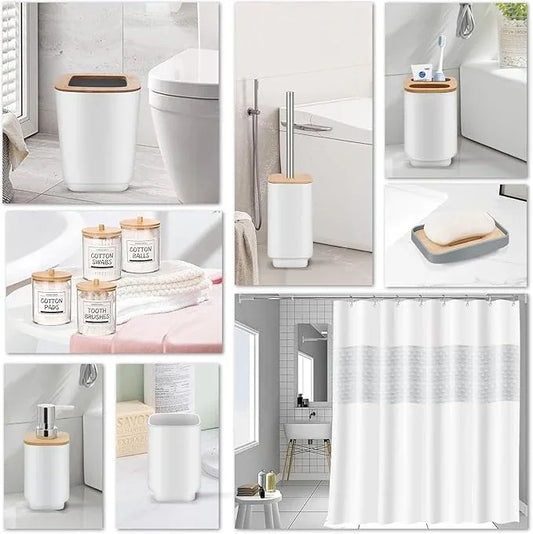 Bathroom Accessories Set,White Bathroom Set,24 Pieces Bathroom Accessory Set with Shower Curtain,Trash Can for Bathroom Accessories Décor and Home Gifts - ModernBath