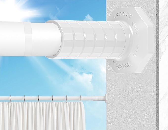 ZYKORT Tension Curtain Rod 51-168 In (4-14Ft), No Drill Outdoor Curtain Rods for Patio, Shower Curtain Rod for Bathroom Renter Friendly, Heavy Duty Tension Rod for Window, Never Rust, White - ModernBath