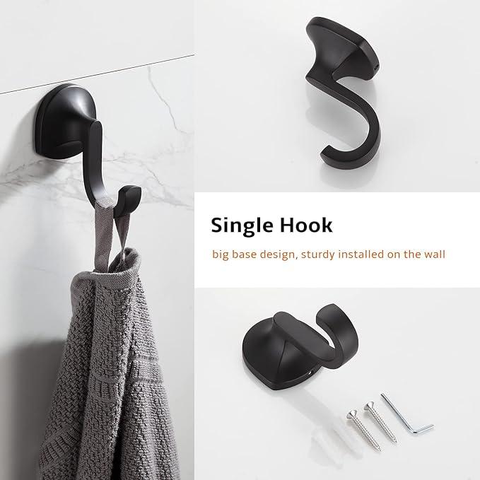 BGL Bathroom Hardware Set Matte Black Adjustable Expandable Towel Bar 4-Piece Bathroom Accessory Set Wall Mounted Robe Hook Toilet Paper Holder Towel Ring Towel Bar - ModernBath