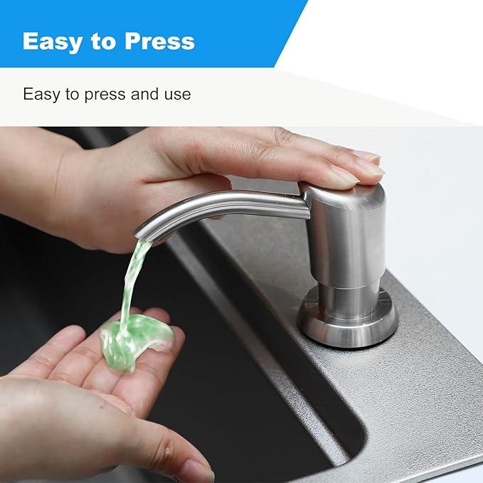 GZOII Soap Dispenser, Kitchen Sink Soap Dispenser Built in and Refill from The Top Design,Brushed Nickel ABS Head with 12 Ounce Bottle - ModernBath
