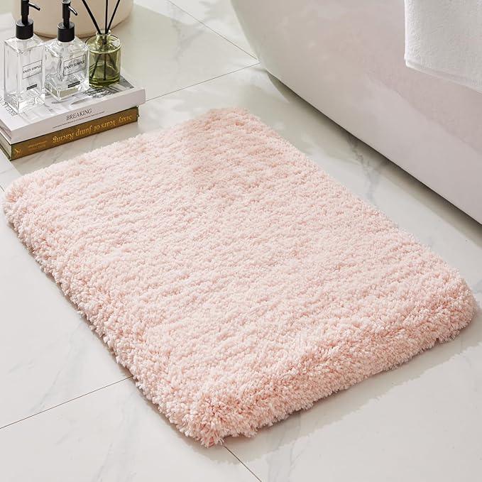 Ruggnovea Bathroom Rugs Non Slip Washable, Ultra Soft Thick Shaggy Absorbent Bath Mats, High Density Foam Latex Non Slip Backing Bath Rugs, Microfiber Bath Mats for Bathroom Floor&Sink,24x17,SK Pink - ModernBath
