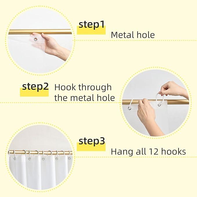 Poposa Heavy Duty Shower Curtain Liner, Waterproof Transparent PEVA, Non-Toxic Odorless, Rust-Proof Metal Ring, Frosted 72 x 72 in - ModernBath