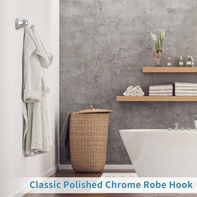 FILTA Bathroom Towel Hooks, Polished Chrome Robe & Towel Hooks for Wall Mounted, Traditional Towel and Robe Hooks for Hanging Towels, Bath Towel Holder for Shower(4 Pack) - ModernBath