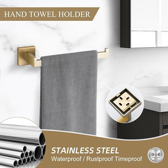 TURS Brushed Gold Bathroom Hardware Set 4-Piece Bath Towel Bar Set 24 Inch Stainless Steel Towel Holder Set for Bathroom Wall Mounted - ModernBath