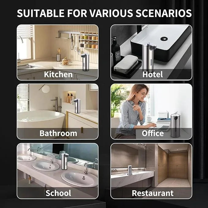 Automatic Soap Dispenser, Automatic Soap Dispenser Touchless, Kitchen & Bathroom, 3 Adjustable Volume for Liquid Soap, Water-Resistant, Hotel, Restaurant and School, Clog-Free, Stainless Steel - ModernBath