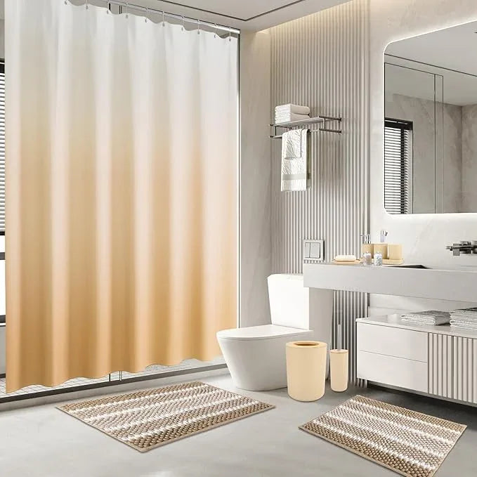SLDIYWOW Beige Bathroom Accessories Set, Bathroom Sets with Shower Curtain and Rugs for Home Decor/Housewarming - ModernBath