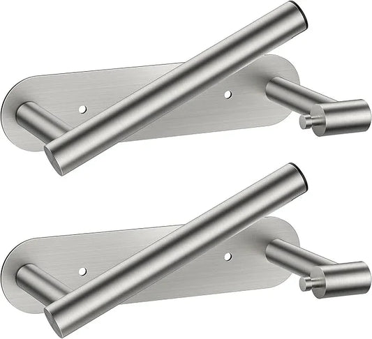 FORIOUS Toilet Paper Holder, Adhesive or Screw Wall Mount Pivoting Tissue Roll Holder for Bathroom, Stainless Steel Rustproof Self Adhesive Toilet Paper Roll Holder no Drilling, 2 Pack Brushed Nickel - ModernBath