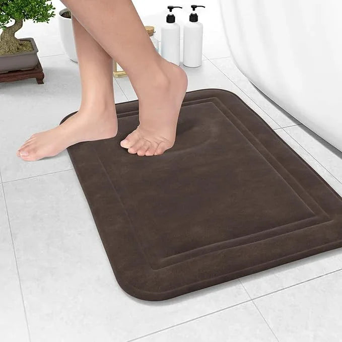 ITSOFT Memory Foam Bath Mat 24x16, Non Slip, Machine Washable, Quick Dry & Absorbent Rugs, Bath Mats for Bathroom Floor, Tub & Shower, Bathroom Rug, Chocolate Brown - ModernBath