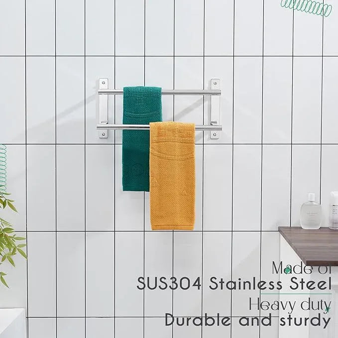 KOKOSIRI Bathroom Towel Racks 16 Inch Double Towel Bars Bath Towel Holder Towel Storage Towel Shelves Wall Mount Stainless Steel Polished Chrome B5010CH-L16 - ModernBath
