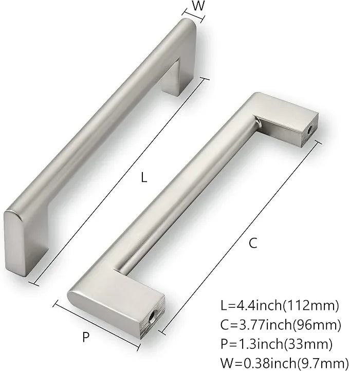 khtumeware 3-3/4 Inch Hole Center 10 Pack,Brushed Nickel Cabinet Pulls Heavy Duty Solid Satin Nickel Kitchen Drawer Handle Antique Cabinet Hardware for Bathroom, Drawer, Cabinet - ModernBath