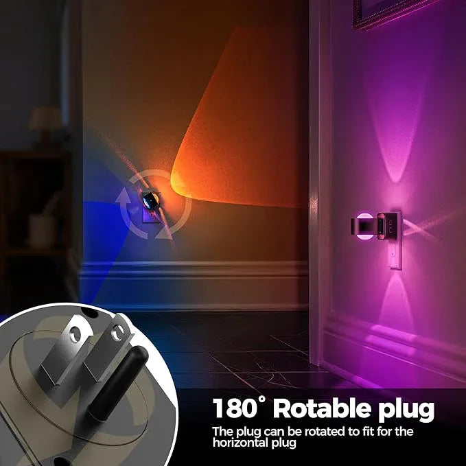 Briignite Night Light Projector, RGB Color Changing Night Light for Kids, 180° Rotating Night Lights Plug into Wall, Dusk to Dawn Sensor, RGB Ambient Lighting for Gaming Room Bathroom Gifts, 2 Pack - ModernBath