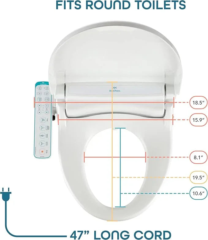 BidetMate 1000 Series Electric Smart Toilet Bidet Seat with Heated Water, Side Control Panel, and Warm Air Dryer - Self-Cleaning - Perfect for a Smart Home Kit or Smart Home Accessories - Round - ModernBath