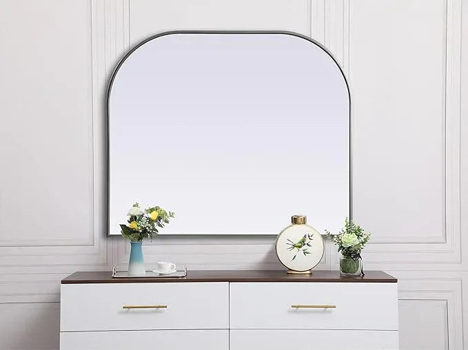 Illuminate, Metal Frame Arch Mirror 40X34 Inch in, Modern, Silver - ModernBath
