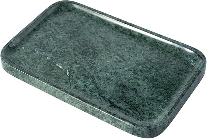 Marble Vanity Tray, 18in Stone for Bathroom Countertop, 17 3/4'' Oversized Dresser Decorative Organizer, Luxury Kitchen Serving Plate, Kitchen Sink Storage Tray, Perfume, Jewelry Holder(Green) - ModernBath