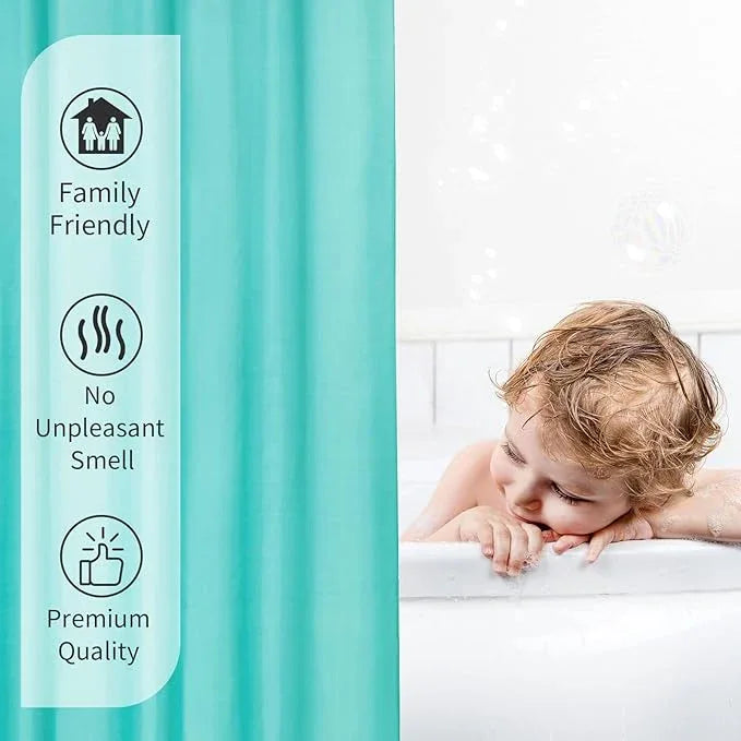 Gibelle Teal Fabric Shower Curtain or Liner, 72x72 Waterproof Shower Curtain Liner for Bathroom with Metal Grommets, Soft Cloth & Hotel Quality, Machine Washable - ModernBath
