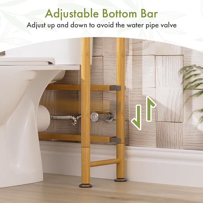 AmazerBath Bamboo Over The Toilet Storage Shelf, 2-Tier Over Toilet Organizer Rack, Freestanding Above Toilet Shelf for Bathroom, Laundry, Space Saver, Natural Color - ModernBath