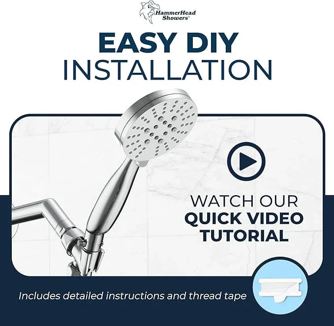 HammerHead Showers® Solid Metal 3-Spray Handheld Shower Head with Long Hose and Holder - CHROME - 2.5 GPM High Pressure Shower Head with Handheld Sprayer - WIDE, MASSAGE, and MIST Sprays - ModernBath