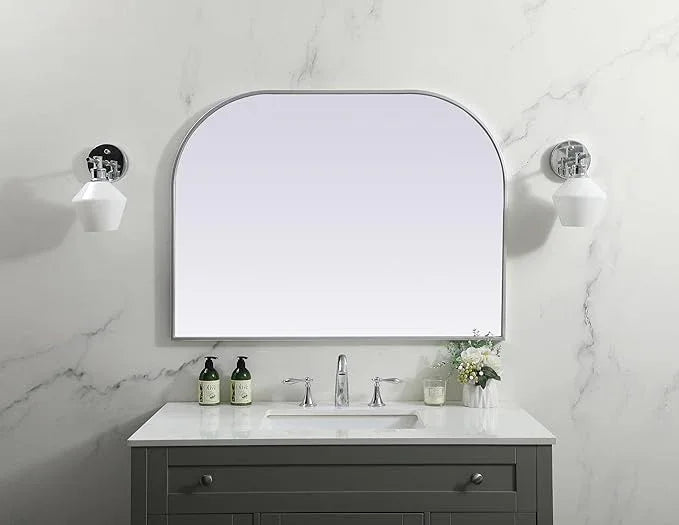 Illuminate, Metal Frame Arch Mirror 40X30 Inch in, Modern, Silver - ModernBath