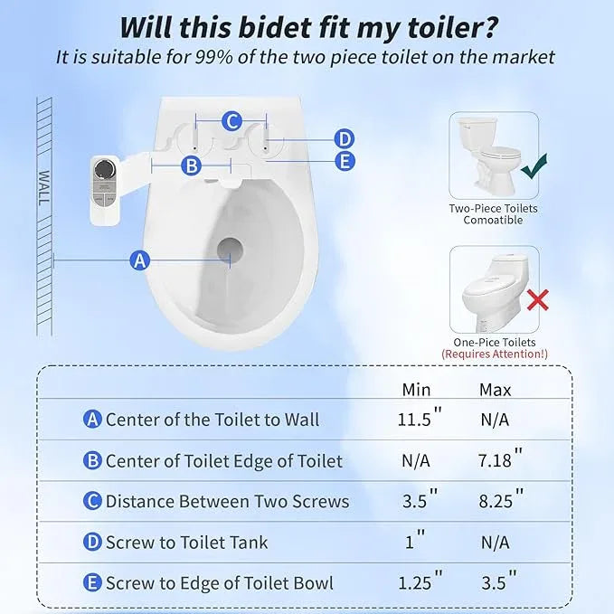 SAMODRA Non-Electric Bidet - Self Cleaning Dual Nozzle (Frontal and Rear Wash) Fresh Water Bidet Toilet Seat Attachment with Independent Adjustable Water Pressure (Pebble Gray) - ModernBath