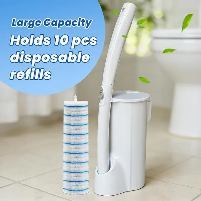 40 Disposable Toilet Brush Refills Srubber Pads, Wall Mounted Toilet Bowl Holder Set Toilet Cleaning System Starter Kit, Scrubbing Toilet Wand Pads - ModernBath