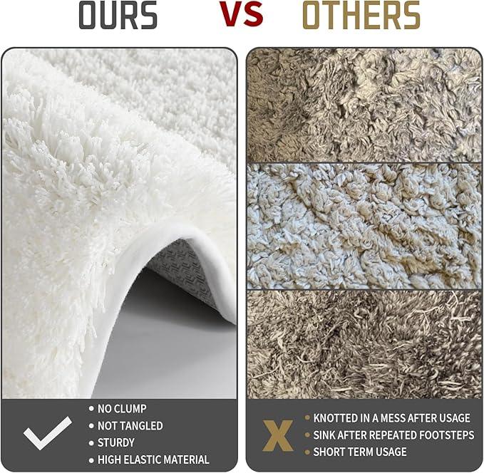 Yimobra Bathroom Rugs Non Slip Washable 47x24, Ultra Soft and Water Absorbent Bath Mats, Plush Fluffy Shower Mat Outside, Luxury Microfiber Thick Matts for Bathroom Floor/Tub, Off White - ModernBath