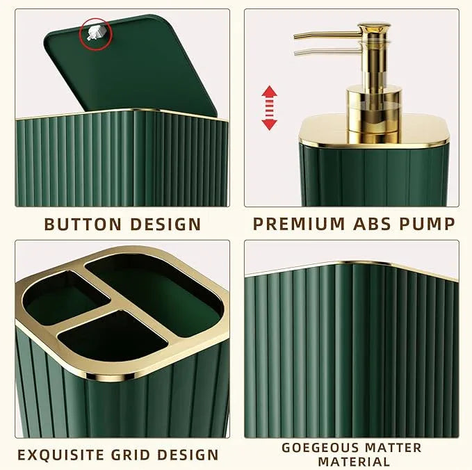XLHOMO Bathroom Accessories Set - Gorgeous Green Bathroom Set, 10PC Green Bathroom Accessory Set, Bathroom Sets with Toilet Brush, Bathroom Trash Can - ModernBath