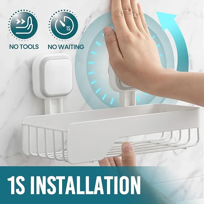 TAILI Shower Caddy Suction Cup 3 Pack, Stainless Steel Rustproof Shelves with Soap Holder Set, Drill-Free Wall Mounted Basket, Heavy Duty Removable Bathroom Organizers & Home Decor, White - ModernBath