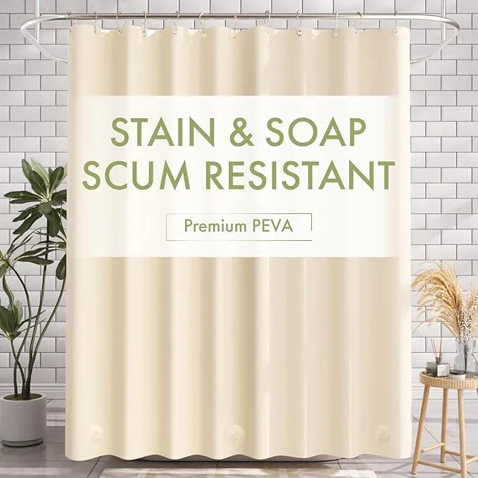 AmazerBath Shower Curtain Liner, 72x72 Beige Shower Curtain Liners, Lightweight Plastic Shower Liner, Cute PEVA Waterproof Cream Shower Curtains for Bathroom with 3 Magnets and 12 Grommets - ModernBath