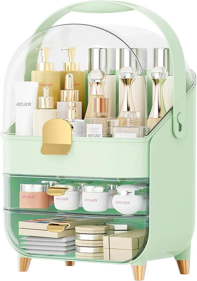 Makeup Organizer Countertop, Skincare Holder Bathroom Counter Organizer, Storage Box Cosmetic Display Cases, Teen Girl Gifts Make up Organizers for Vanity, Dresser (Green) - ModernBath
