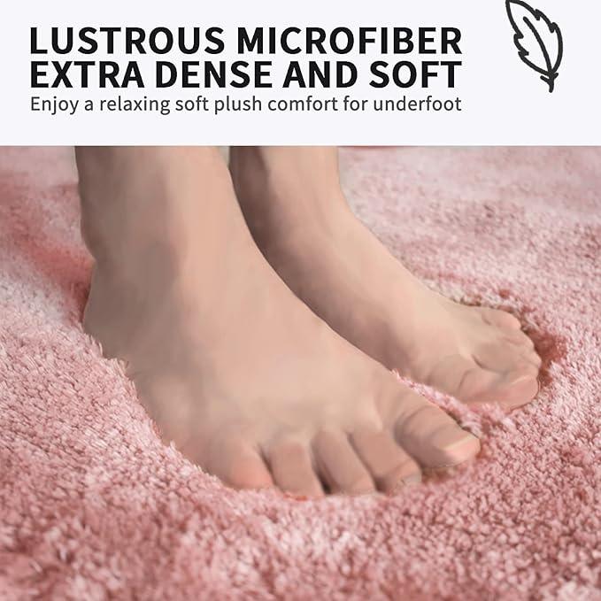 FIFU Bathroom Rugs 24" W x 36" L, Bath Mat for Bathroom, Bedroom, Laundry Room & Kitchen, Non-Slip Rubber Latex Backing, Extra Soft and Absorbent Microfiber Carpet, Machine Washable Rug, Pink - ModernBath