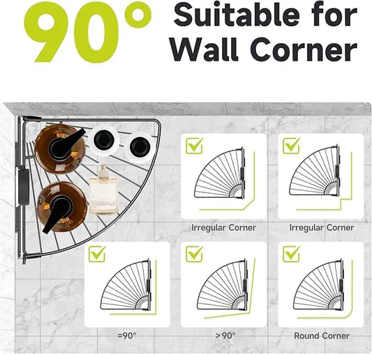 BANGMANG Shower Caddy Suction Cup, 2 Pack Suction Shower Shelf, NO-Drilling Bathroom Holder, Rustproof Bathroom Organizer for 90° Wall Corner, Black - ModernBath