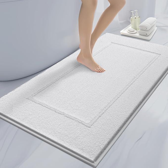 anllugs Bathroom Rugs 30" x 60", Non-Slip Extra Soft Absorbent Bath Rugs, Machine Washable Quick Dry Bath Mats for Bathroom Floor, Shower, Bathtub and Sink, White - ModernBath